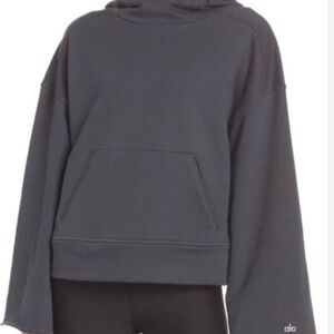 ALO Yoga Charcoal Gray Cropped Hoodie